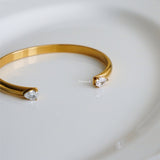 ADALYN Zirconia Cuff Bangle Bracelet - 18K Gold Plated Stainless Steel