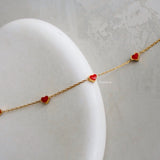 RORY Red Heart Bracelet - Gold Plated