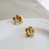 LOIREE - PAISLEY Flower Zirconia Earrings - Gold Plated