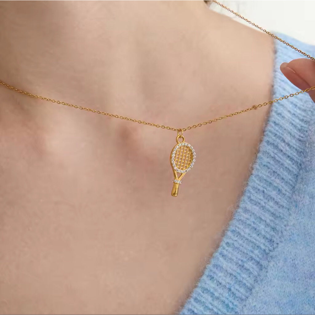 LOIREE - RACKET CHARM Chain Necklace - Gold Plated
