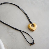 OLSON Black Wax Rope Necklace - Gold Plated