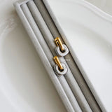 LOIREE - RAVEN Two Tone Earrings - Gold Plated Anti Karat Anti Alergi