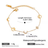 MARLEY Star & Moon Charms Bracelet - 18K Gold Plated Stainless Steel
