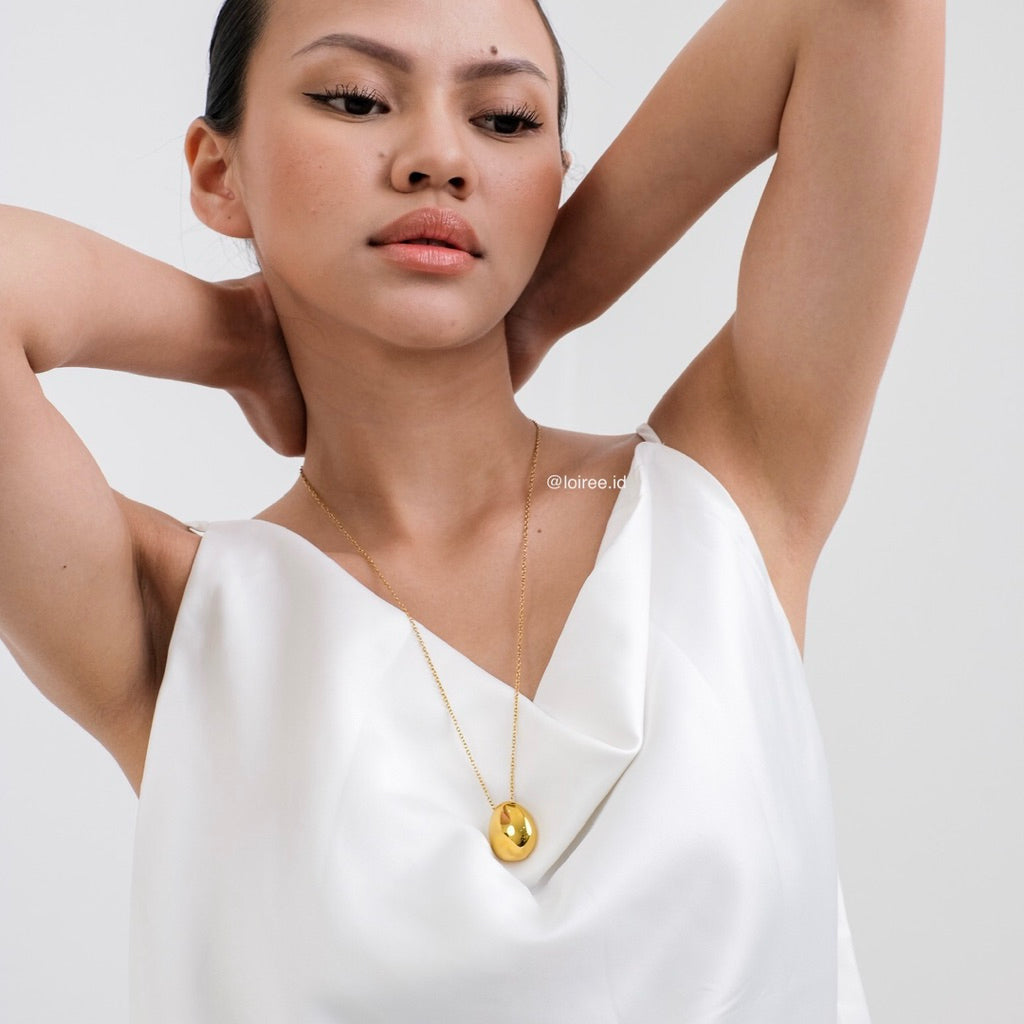 SHILOH Long Pendant Necklace - 18K Gold Plated Stainless Steel