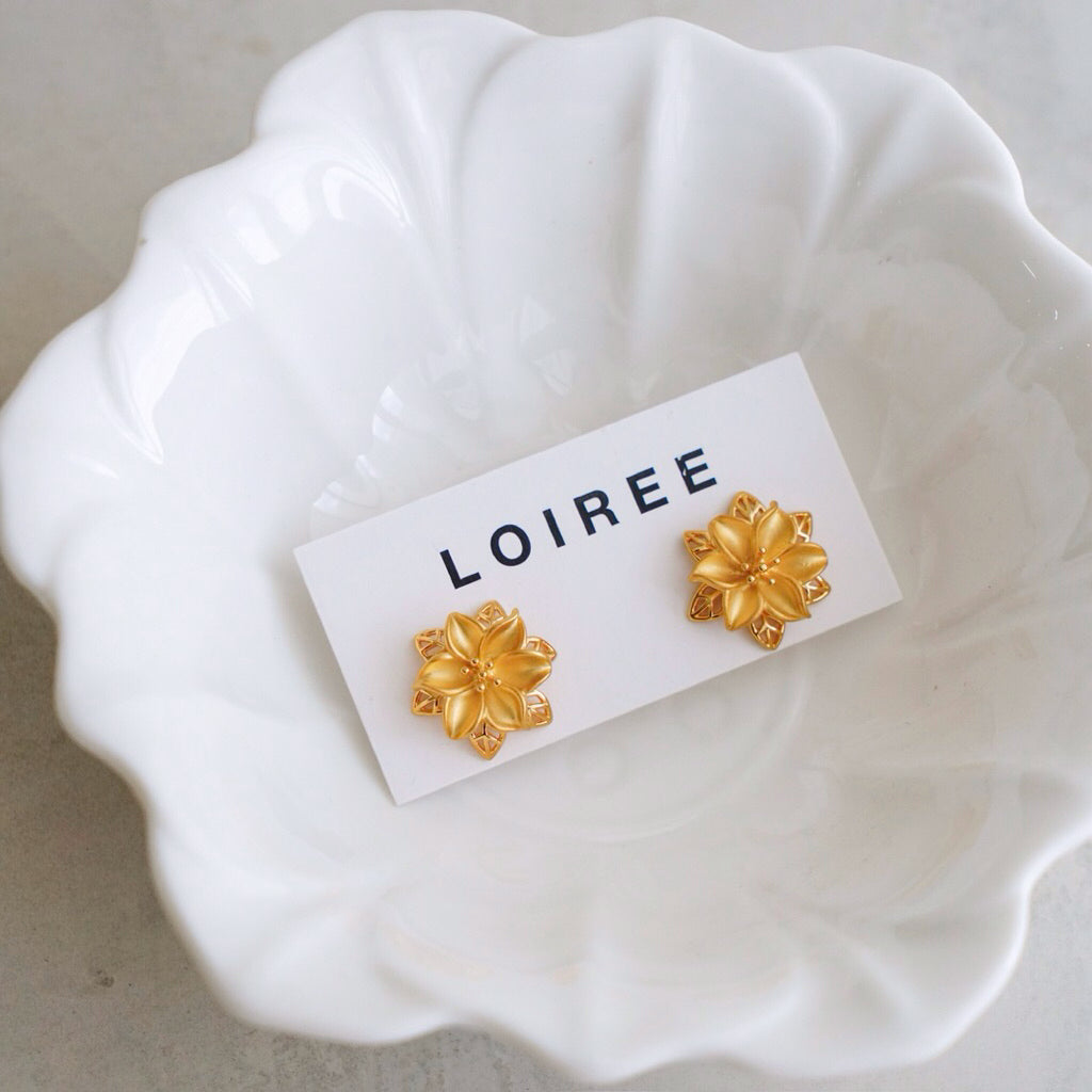 AZALEA Flower Stud Earrings - Gold Plated