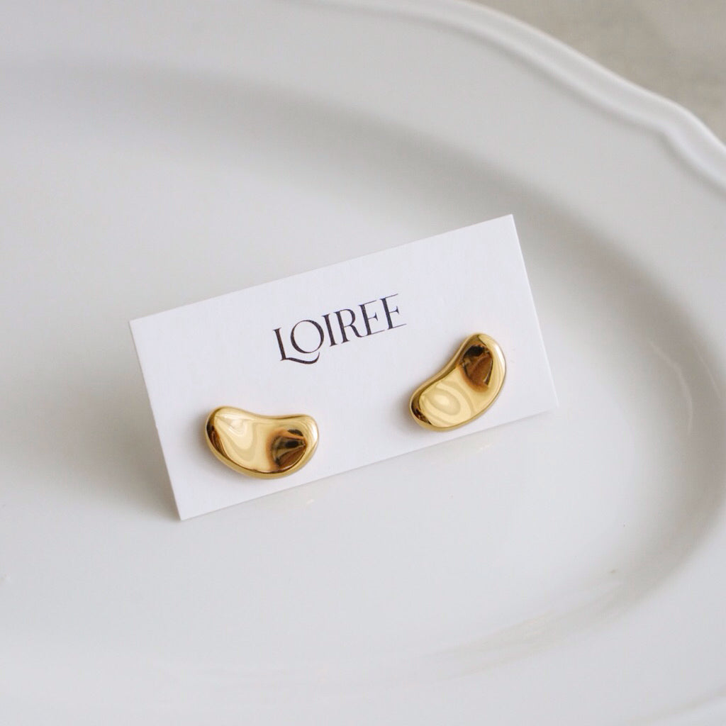 BEAN Stud Earrings - Gold Plated
