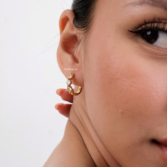 JULIAN Paved Hoop Earrings - 18K Gold Plated Stainless Steel