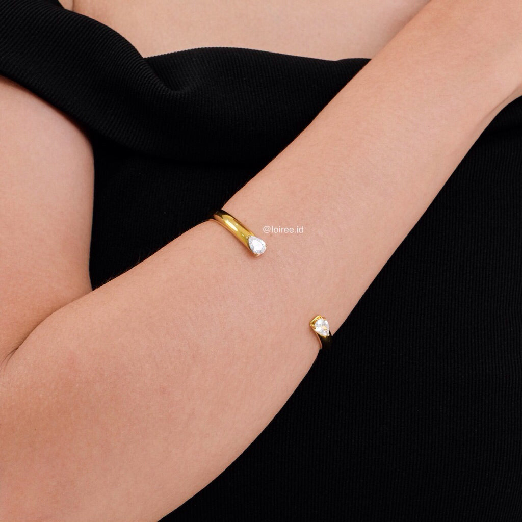 ADALYN Zirconia Cuff Bangle Bracelet - 18K Gold Plated Stainless Steel