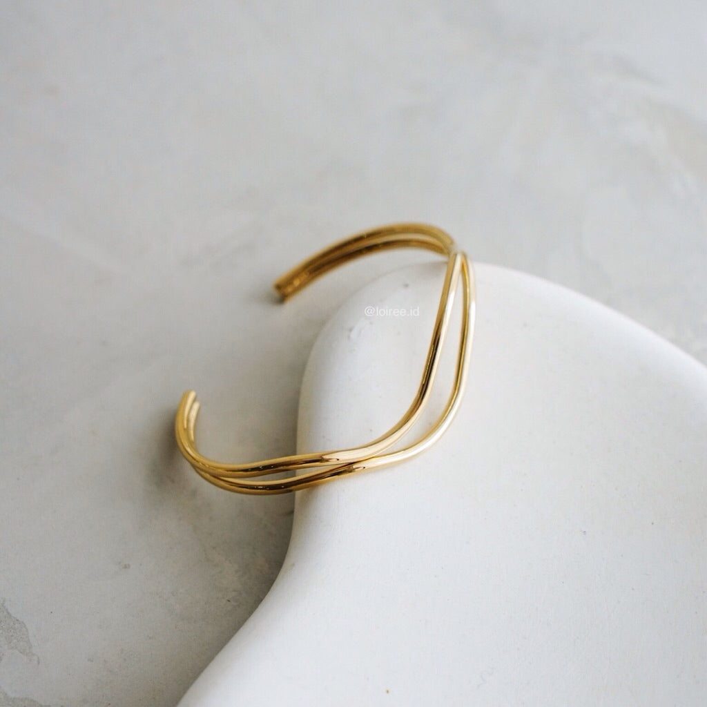 WILDER Double Layer Bangle - Gold Plated