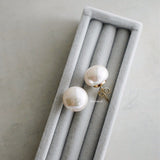 LEILA Flat Pearl Earrings - 18K Gold Plated Stainless Steel