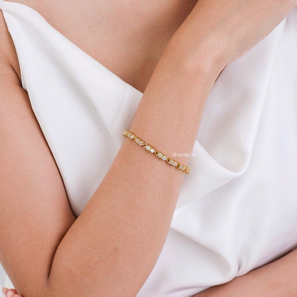 PIPER Zirconia Tennis Bracelet - 18K Gold Plated Stainless Steel