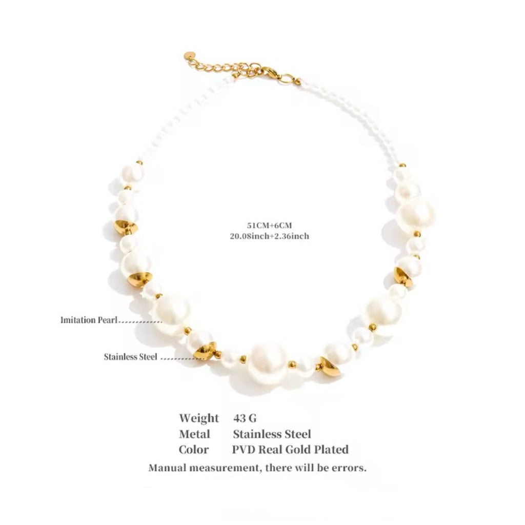 OPHELIA Pearl Necklace - 18K Gold Plated Stainless Steel