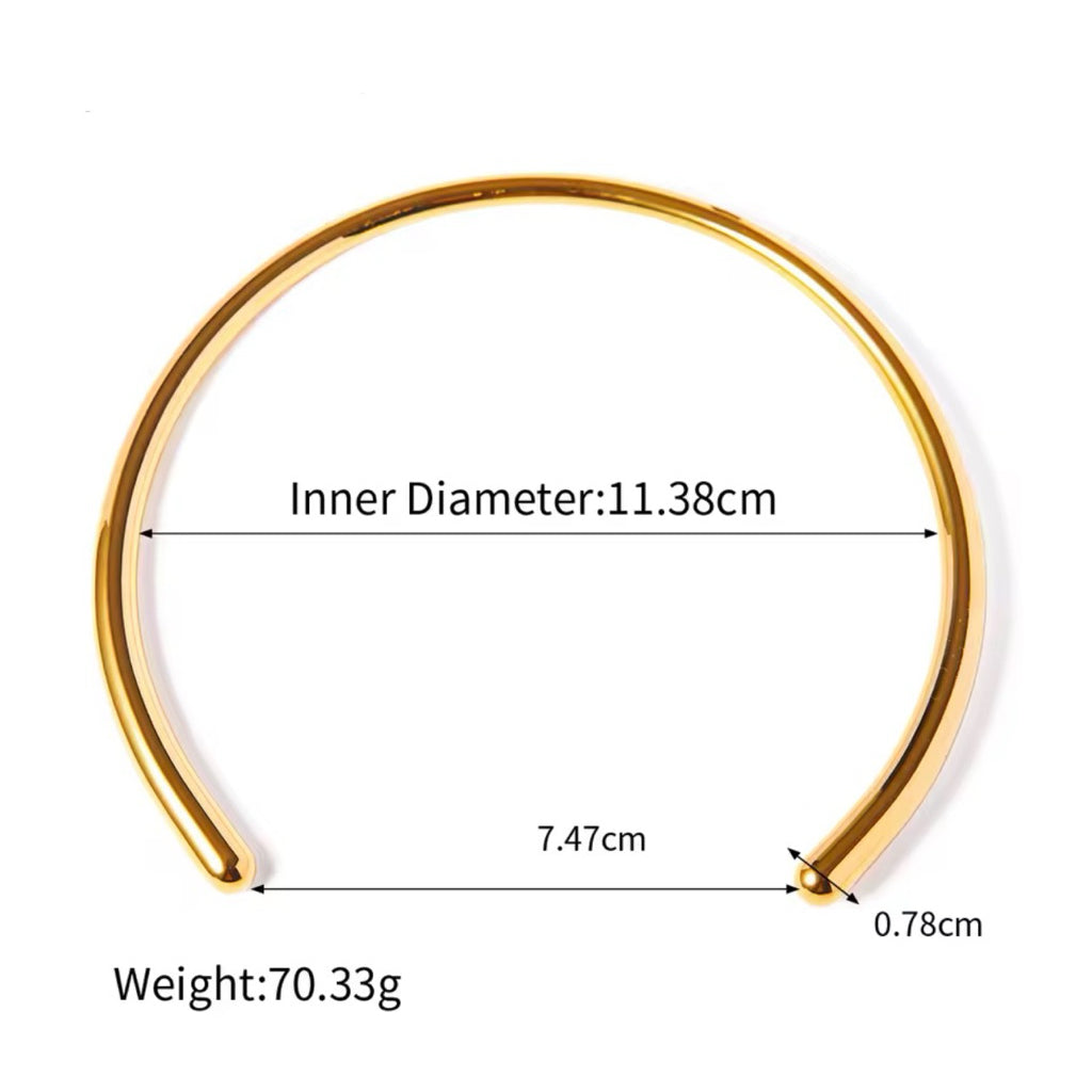 GRANDY Minimalist Classy Choker Necklace - 18K Gold Plated Stainless Steel