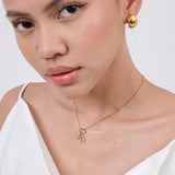 LUCKY WISHBONE Flower Pendant Necklace - Gold Plated