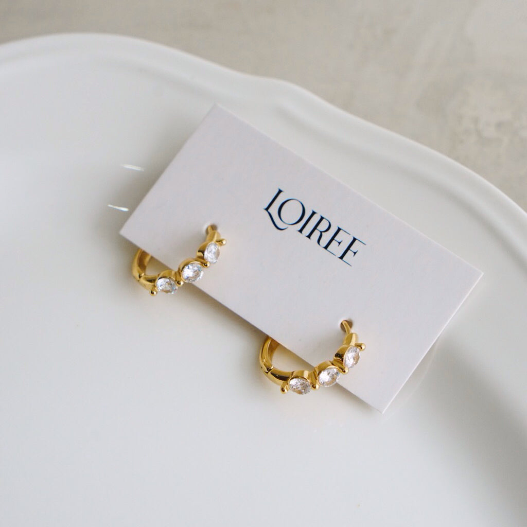 JULIAN Paved Hoop Earrings - 18K Gold Plated Stainless Steel