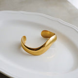 ELIOT Thick Cuff Bangle Bracelet - 16K Gold Plated Stainless Steel