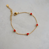 RORY Red Heart Bracelet - Gold Plated