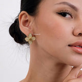 CARMINE Flower Enamel Earrings - 16K Gold Plated Stainless Steel