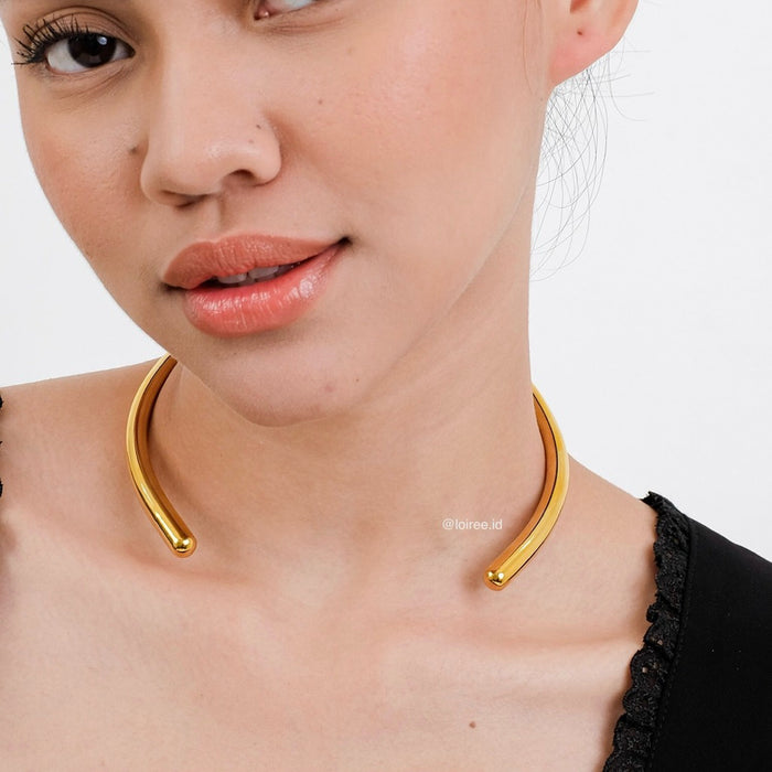 GRANDY Minimalist Classy Choker Necklace - 18K Gold Plated Stainless Steel