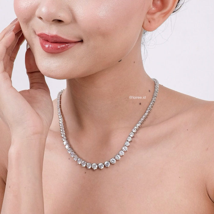CECILIE Zirconia Listring Bridal Necklace and Earrings Set - Wedding