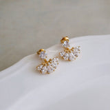 LOIREE - HERA Zirconia Stud Earrings - Gold Plated Stainless Steel
