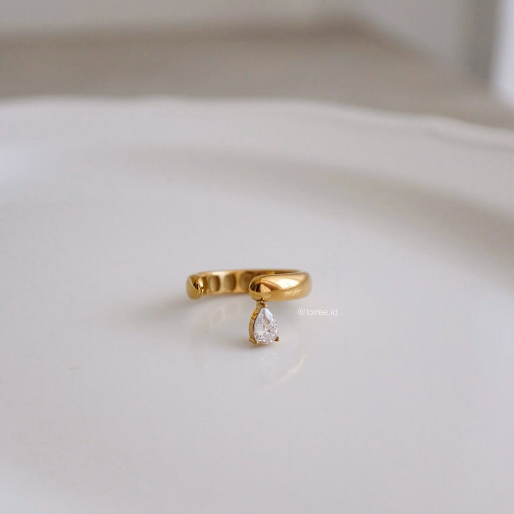 LOIREE - TOVE Teardrop Open Ring - Gold Plated Stainless Steel