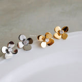 LOIREE - SAYLOR Metal Flower Earrings - Gold Plated Stainless Steel