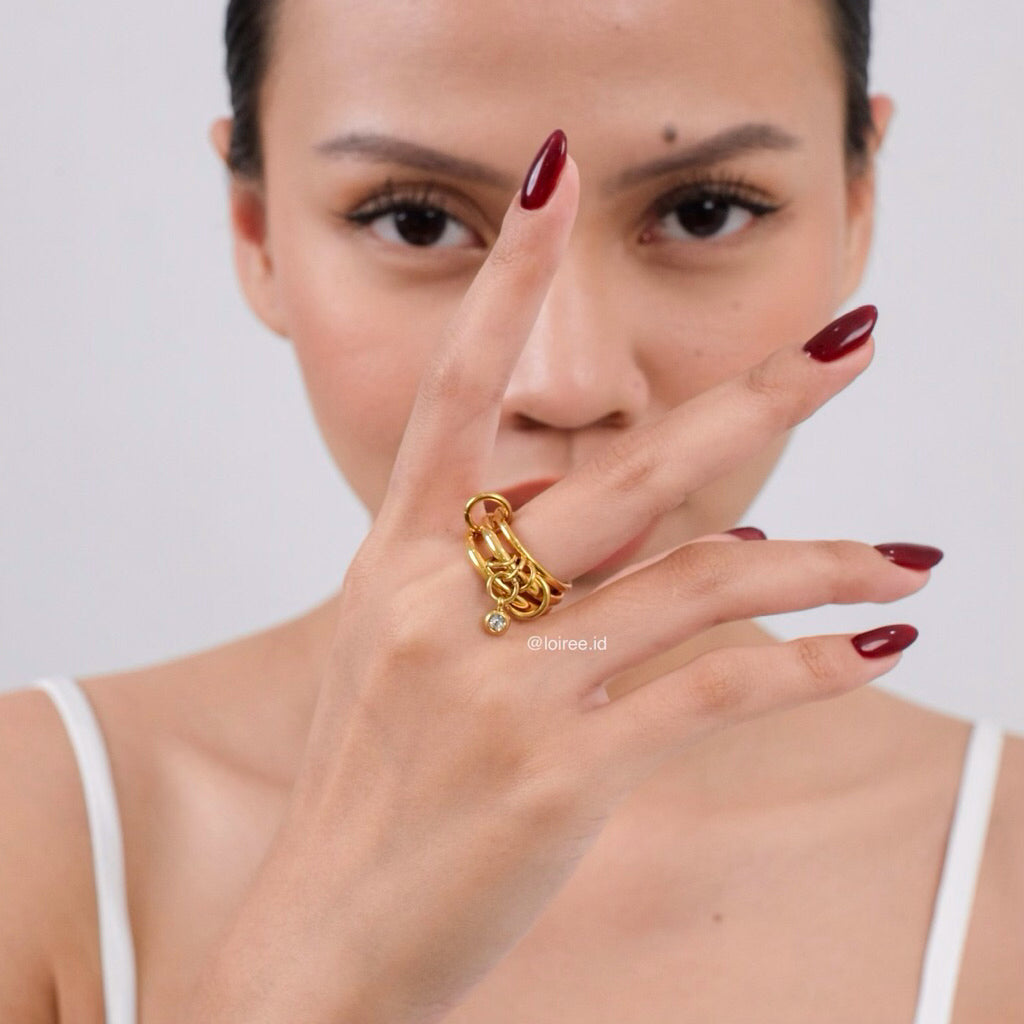 LOIREE - LANCE Multi-Layer Stacking Ring - Gold Plated Stainless Steel