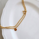 LOIREE - ANIKA Long Beads Chain Necklace - Gold Plated Stainless Steel
