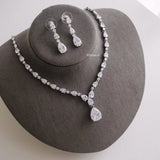 BEATRICE Zirconia Teardrop Bridal Necklace and Earrings Set - Wedding