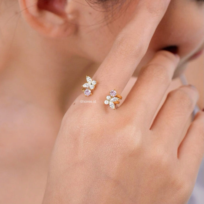 LOIREE - IONA Butterfly Open Ring - Gold Plated Stainless Steel
