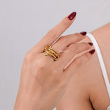 LOIREE - LANCE Multi-Layer Stacking Ring - Gold Plated Stainless Steel
