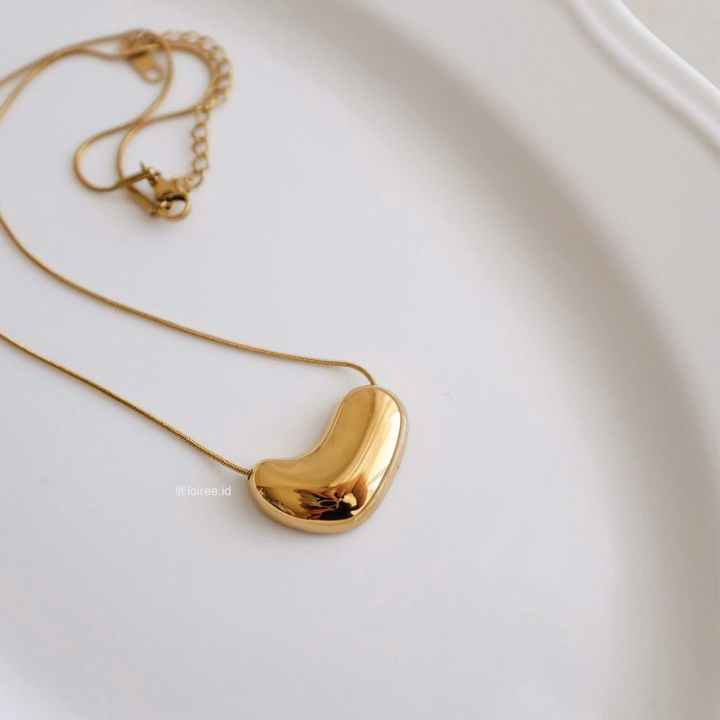 LOIREE - GILDA Irregular Heart Chain Pendant Necklace - Gold Plated Stainless Steel