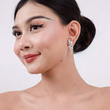 ELLOWYN Zirconia Marquise Bridal Necklace and Earrings Set - Wedding
