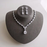 BEATRICE Zirconia Teardrop Bridal Necklace and Earrings Set - Wedding