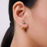 LOIREE - MANON Double Metal Ball Earrings - Gold Plated Stainless Steel
