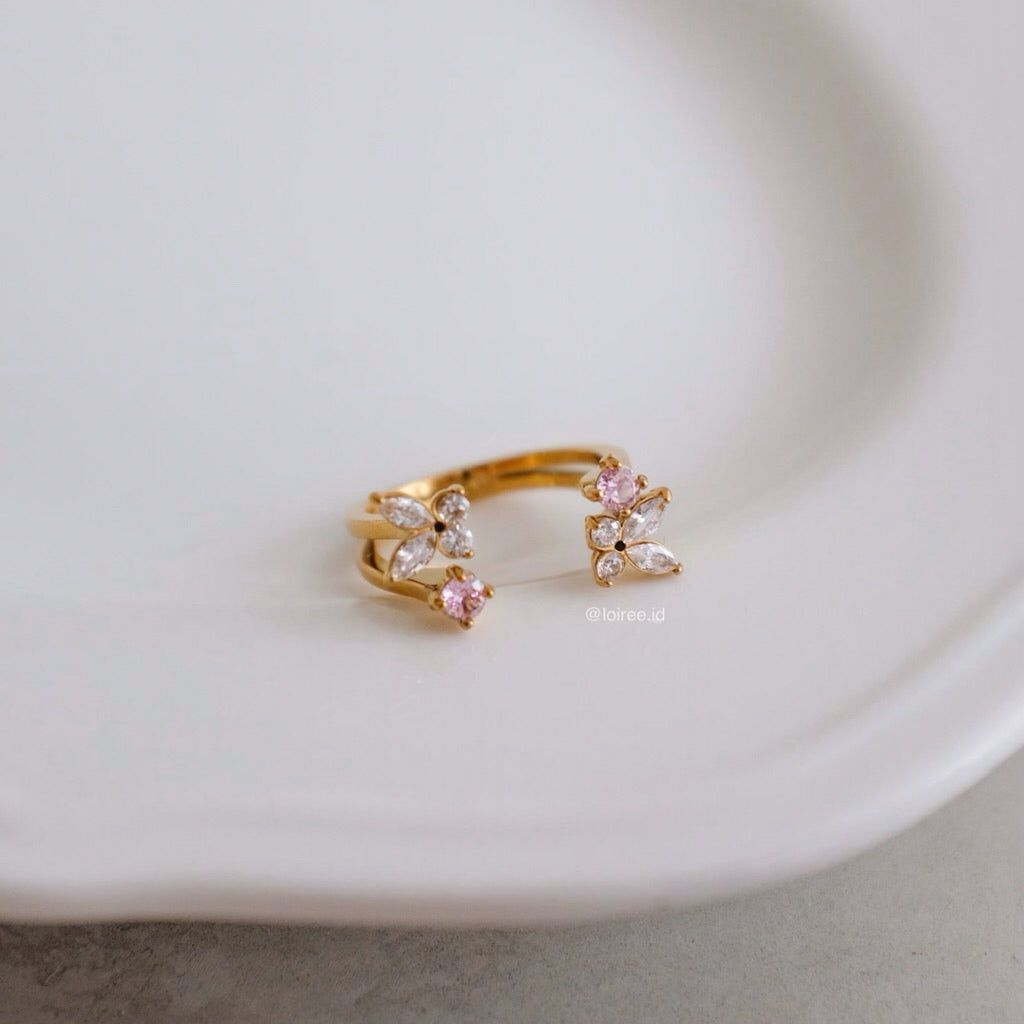 LOIREE - IONA Butterfly Open Ring - Gold Plated Stainless Steel