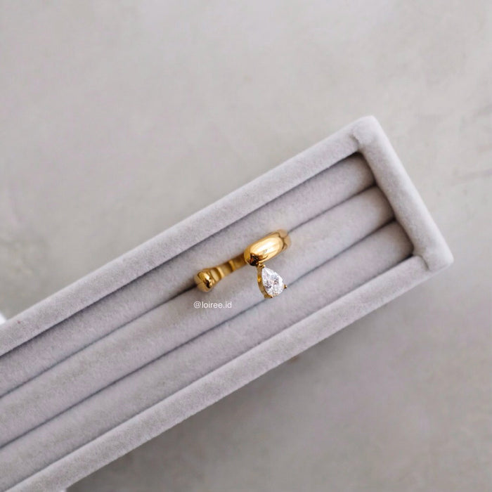 LOIREE - TOVE Teardrop Open Ring - Gold Plated Stainless Steel
