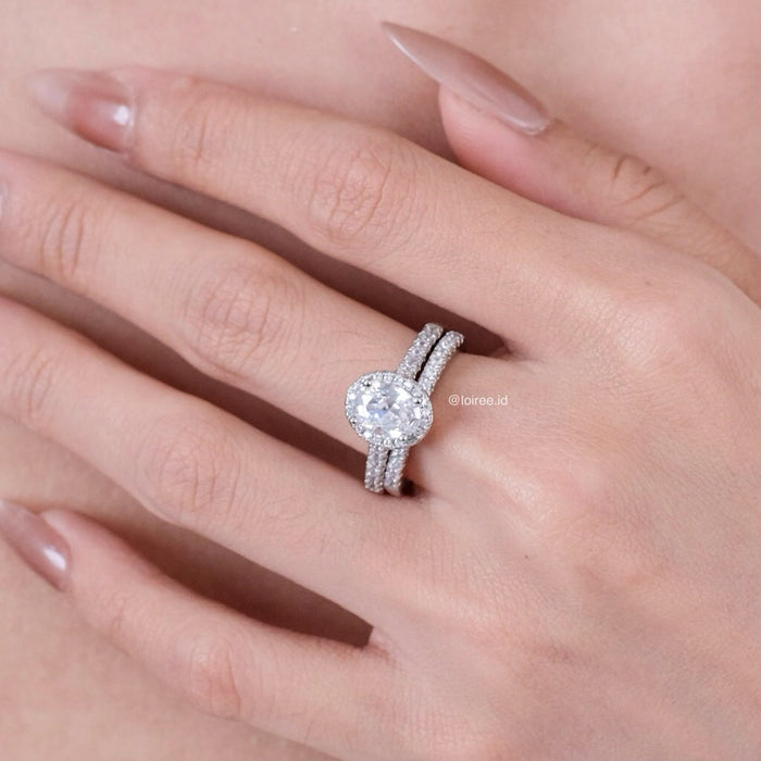PERRY Zirconia Oval Engagement Ring Set - Wedding