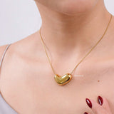 LOIREE - GILDA Irregular Heart Chain Pendant Necklace - Gold Plated Stainless Steel