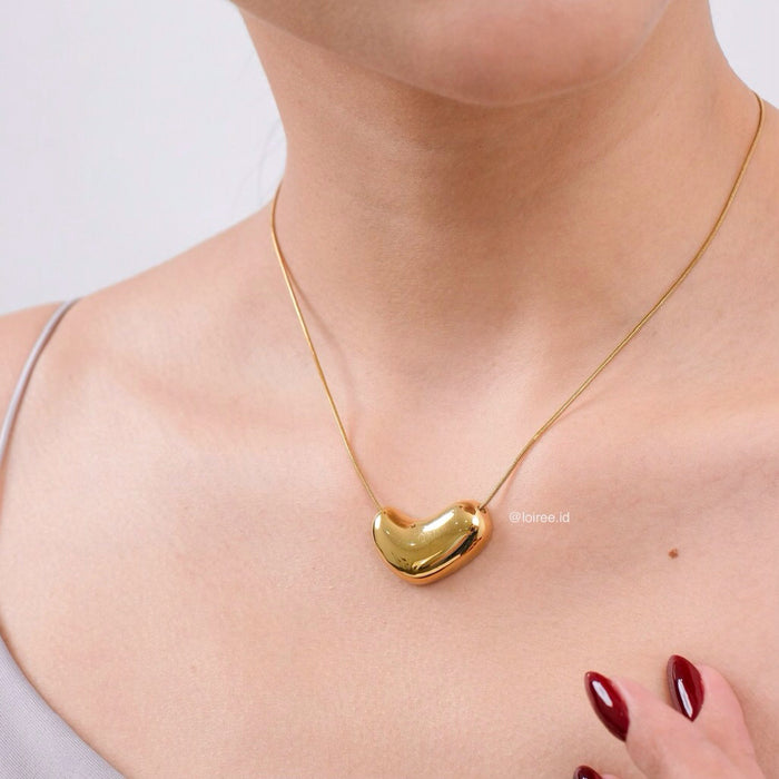LOIREE - GILDA Irregular Heart Chain Pendant Necklace - Gold Plated Stainless Steel