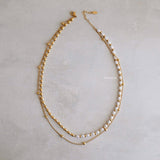 LOIREE - KEONI Double-Layer Pearl Chain Necklace - Gold Plated Stainless Steel