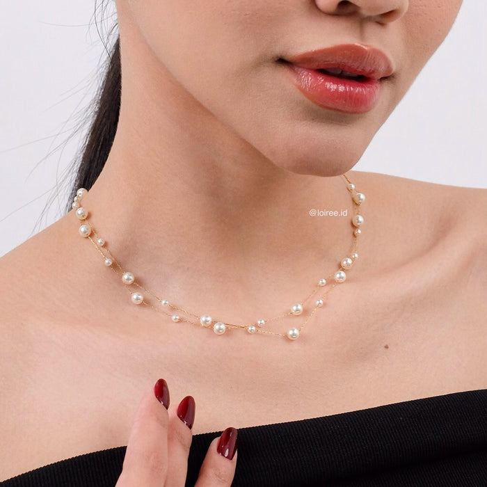 LOIREE - SIENNA Twisted Pearl Chain Necklace - Gold Plated Stainless Steel