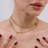LOIREE - ANIKA Long Beads Chain Necklace - Gold Plated Stainless Steel