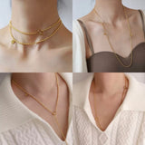LOIREE - ANIKA Long Beads Chain Necklace - Gold Plated Stainless Steel