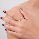 LOIREE - ARCA Zirconia Pearl Ring - Gold Plated Stainless Steel
