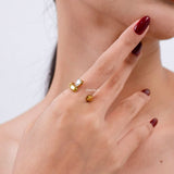 LOIREE - TOVE Teardrop Open Ring - Gold Plated Stainless Steel