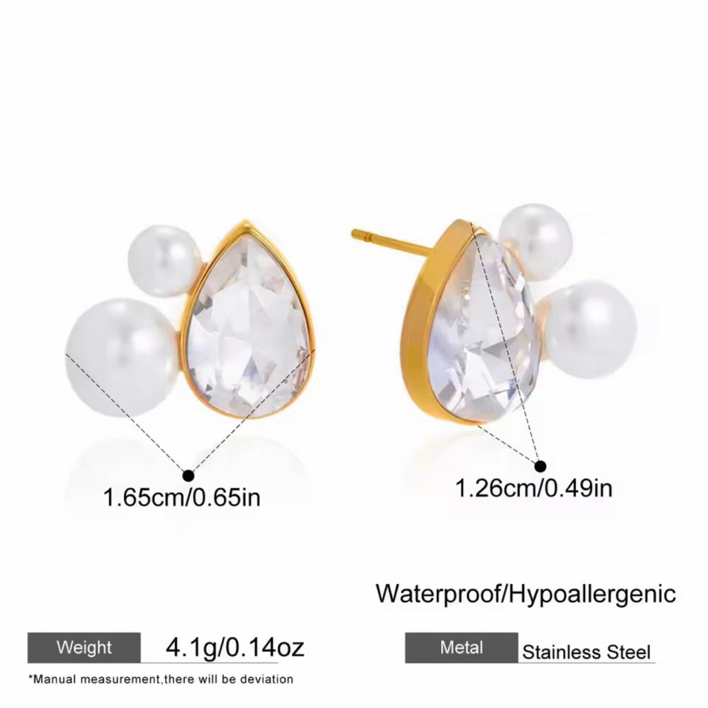 LOIREE - BIJOU Teardrop Pearl Earrings - Gold Plated Stainless Steel