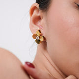 LOIREE - SAYLOR Metal Flower Earrings - Gold Plated Stainless Steel