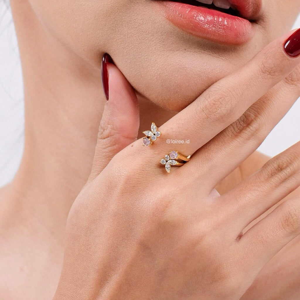 LOIREE - IONA Butterfly Open Ring - Gold Plated Stainless Steel
